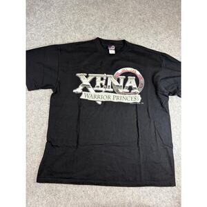 Vintage 90s Xena Warrior Princess T Shirt Mens XL Black Cotton Television Series